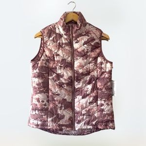 Sierra Designs sz M Pink Camo High Collar Zip Front Vest with Bungee Drawstring